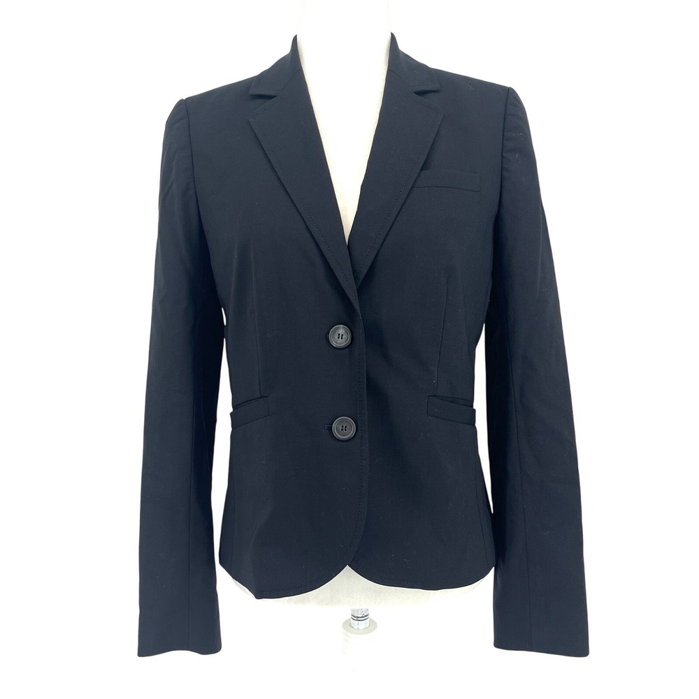 J.Crew Black Women's 6 Wool Single‎ Breasted Jacket Blazer Career Office Pockets